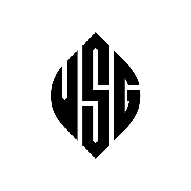Diseño del logotipo de la letra del círculo VSG con forma de círculo y elipse Letras de la elipse VSG con estilo tipográfico Las tres iniciales forman un logotipo del círculo