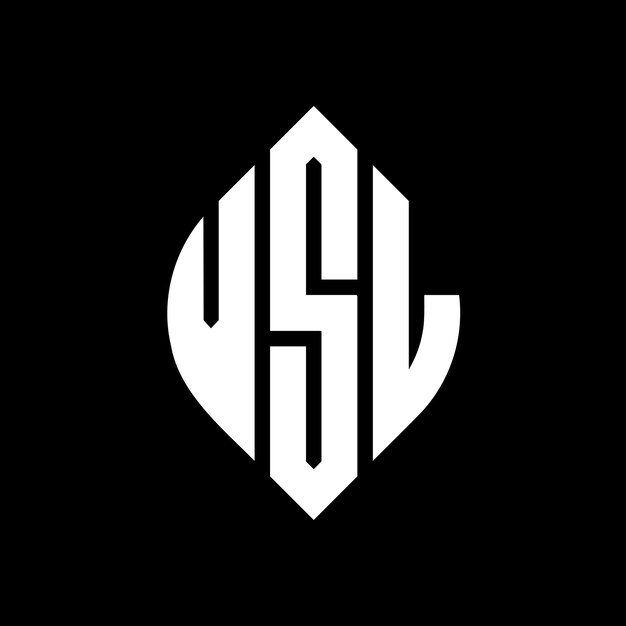 Diseño del logotipo de la letra del círculo VSL con forma de círculo y elipse Letras de la elipse VSL con estilo tipográfico Las tres iniciales forman un logotipo del círculo LSL Emblema del círculo Monograma Abstracto Letra Marca Vector