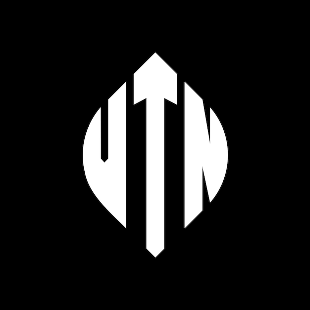 Diseño del logotipo de la letra del círculo VTN con forma de círculo y elipse Letras de la elipse VTN con estilo tipográfico Las tres iniciales forman un logotipo del círculo Emblem VTN Círculo Abstracto Monograma Letra Marca Vector