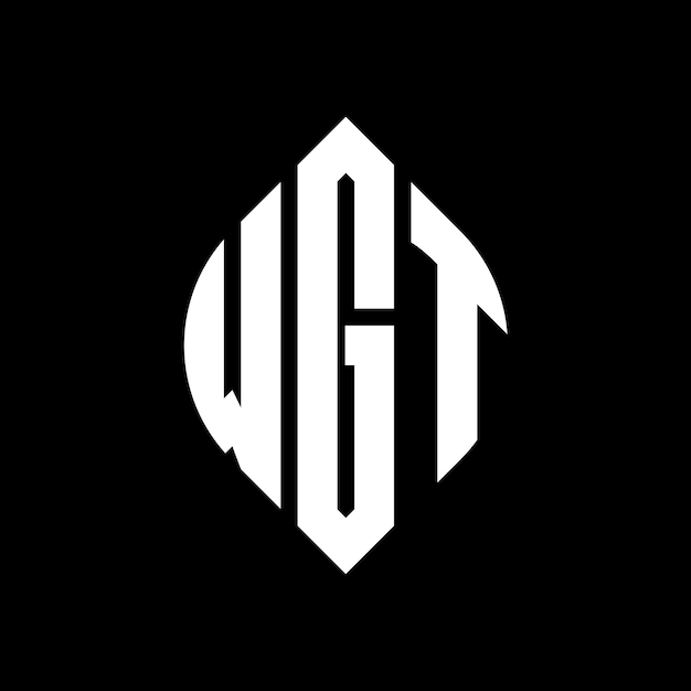 Diseño del logotipo de la letra del círculo WGT con forma de círculo y elipse Letras de la elipse WGT con estilo tipográfico Las tres iniciales forman un logotipo del círculo