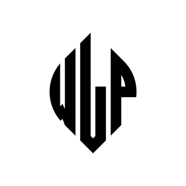 Diseño del logotipo de la letra del círculo WLP con forma de círculo y elipse Letras de la elipse WLP con estilo tipográfico Las tres iniciales forman un logotipo del círculo Emblema del círcolo WLP Monograma Abstracto Letra Marca Vector