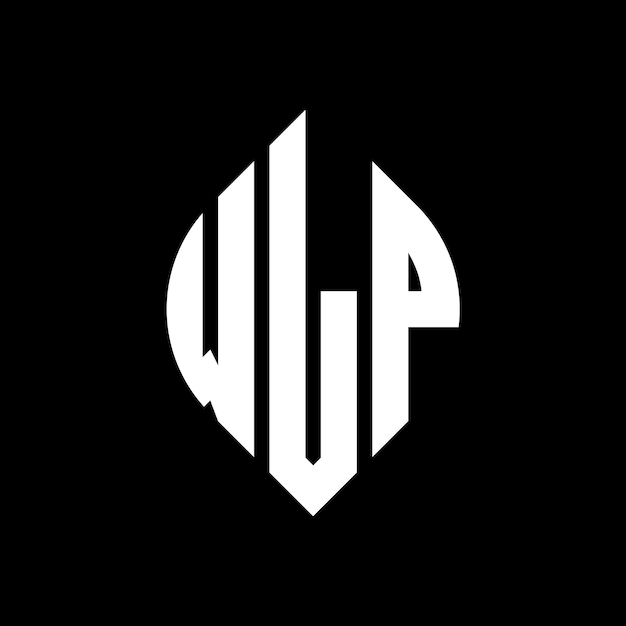 Diseño del logotipo de la letra del círculo WLP con forma de círculo y elipse Letras de la elipse WLP con estilo tipográfico Las tres iniciales forman un logotipo del círculo Emblema del círcolo WLP Monograma Abstracto Letra Marca Vector