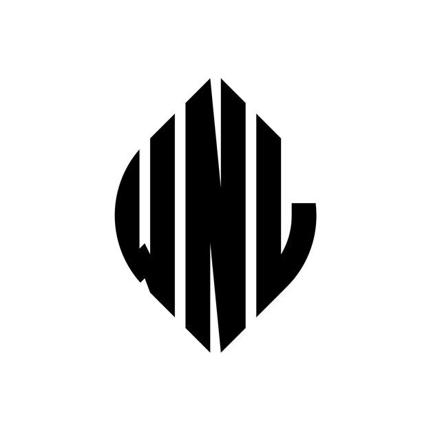 Diseño del logotipo de la letra del círculo WNL con forma de círculo y elipse Letras de la elipse WNL con estilo tipográfico Las tres iniciales forman un logotipo del círculo