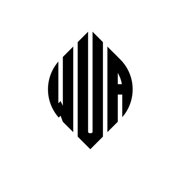 Diseño del logotipo de la letra del círculo WUA con forma de círculo y elipse WUA letras de elipse con estilo tipográfico Las tres iniciales forman un logotipo del círcolo WUA Círculo Emblema Monograma Abstracto Carta Marca Vector