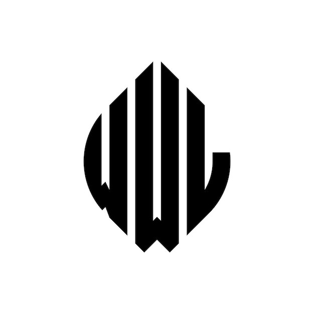 Diseño del logotipo de la letra del círculo WWL con forma de círculo y elipse Letras de la elipse WWL con estilo tipográfico Las tres iniciales forman un logotipo del círculo WorldWide Circle Emblem Abstract Monogram Letter Mark Vector