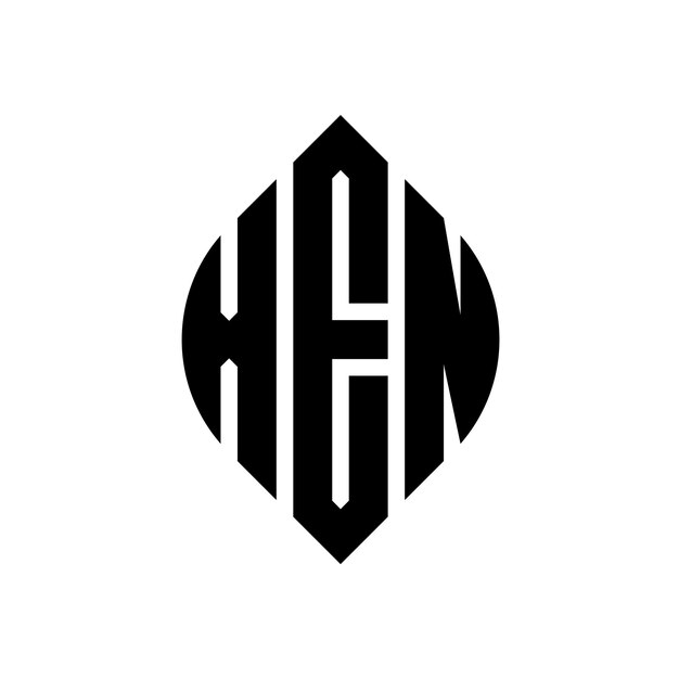 Diseño del logotipo de la letra del círculo XEN con forma de círculo y elipse Letras de la elipse XEN con estilo tipográfico Las tres iniciales forman un logotipo del círcolo XEN Emblema del círculo Abstracto Monograma Letra Marca Vector
