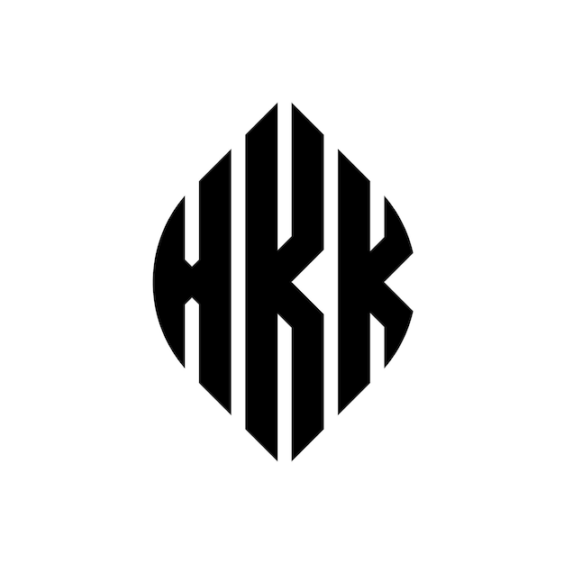 Diseño del logotipo de la letra del círculo XKK con forma de círculo y elipse XKK letras de elipse con estilo tipográfico Las tres iniciales forman un logotipo del círculoXKK Emblema del círculo Monograma Abstracto Carta Marca Vector