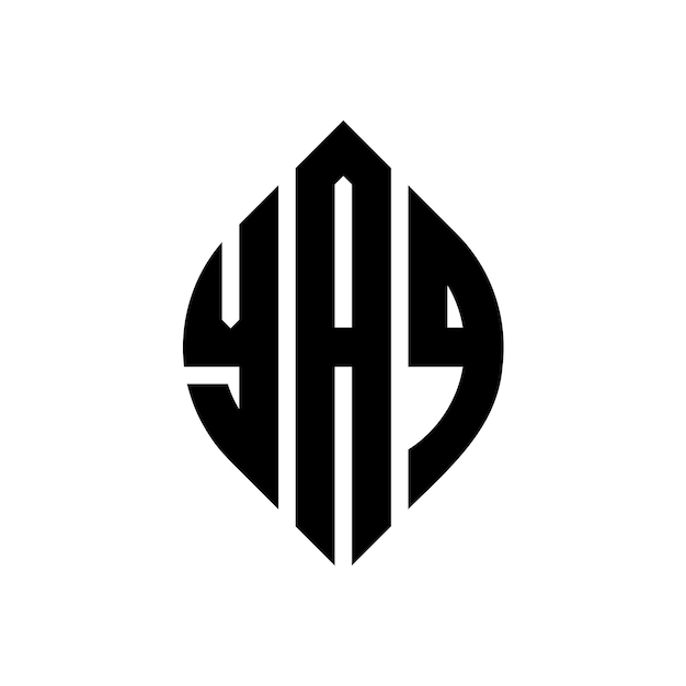 El diseño del logotipo de la letra del círculo YAQ con forma de círculo y elipse Las letras de la elipse YAQ con estilo tipográfico Las tres iniciales forman un logotipo de círculo El emblema del círculoYAQ Monograma abstracto Letra marca vector