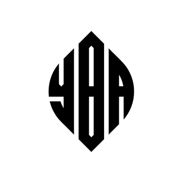 Diseño del logotipo de la letra del círculo YBA con forma de círculo y elipse