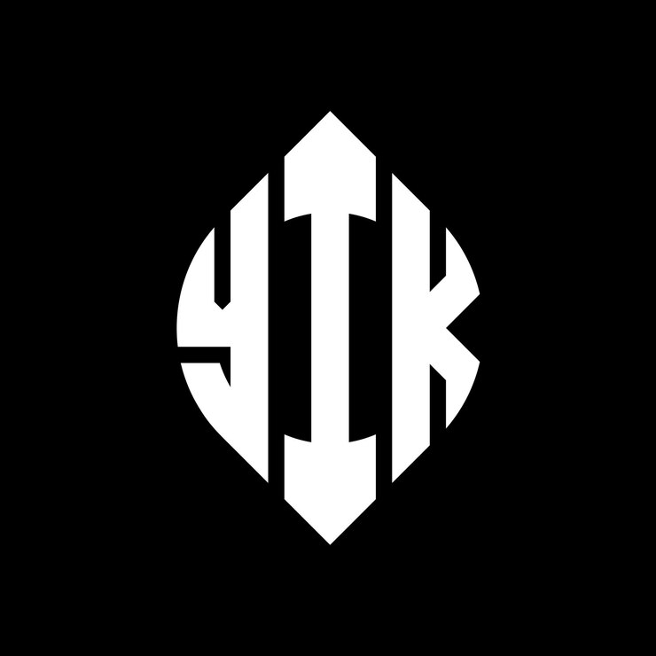 Vector el diseño del logotipo de la letra del círculo yik con forma de círculo y elipse yik letras de elipse con estilo tipográfico las tres iniciales forman un logotipo del círcolo yik emblema del círculo monograma abstracto carta marca vector