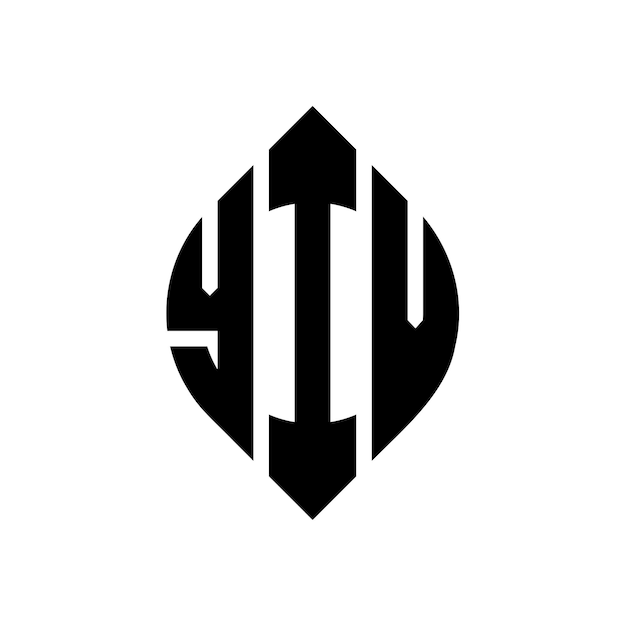 El diseño del logotipo de la letra del círculo YIV con forma de círculo y elipse YIV letras de elipse con estilo tipográfico Las tres iniciales forman un logotipo de círculo Y IV Emblema del círculo Monograma Abstracto Carta Marca Vector