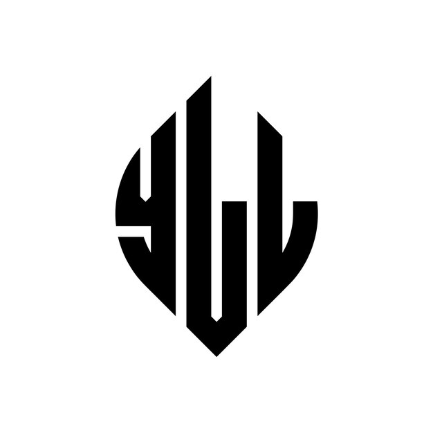 El diseño del logotipo de la letra del círculo YLL con forma de círculo y elipse Las letras de la elipse YLL con estilo tipográfico Las tres iniciales forman un logotipo del círculo El emblema del círculo de YLL Monograma abstracto Letra marca vector