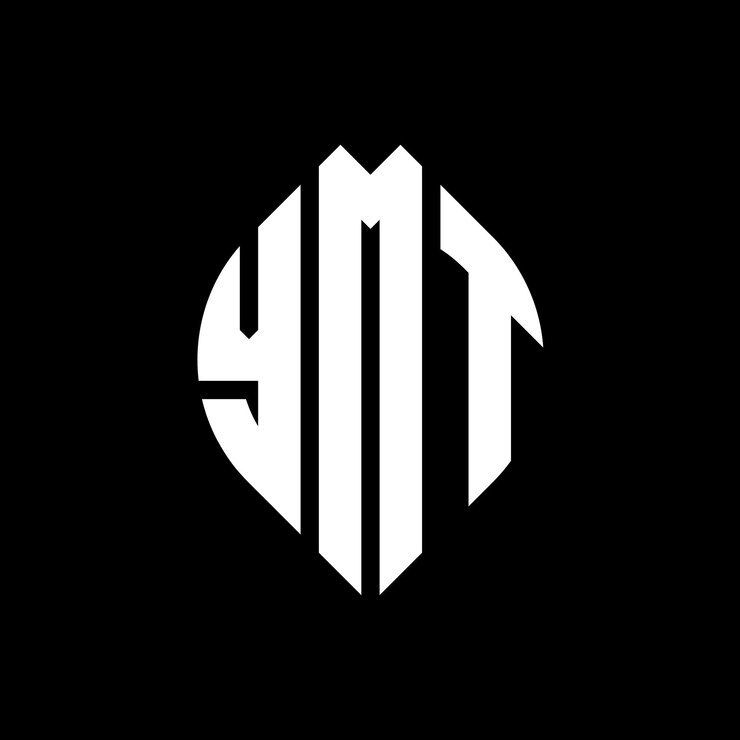 Vector diseño del logotipo de la letra del círculo ymt con forma de círculo y elipse letras de la elipse ymt con estilo tipográfico las tres iniciales forman un logotipo del círculo el emblema del círculo abstracto monograma letra marca vector