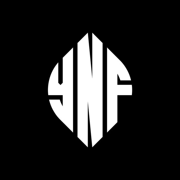 Diseño del logotipo de la letra del círculo YNF con forma de círculo y elipse Letras de la elipse YNF con estilo tipográfico Las tres iniciales forman un logotipo del círculo