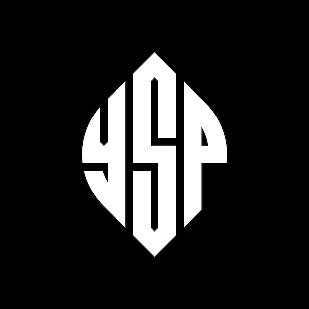 Diseño del logotipo de la letra del círculo YSP con forma de círculo y elipse Letras de la elipse YSP con estilo tipográfico Las tres iniciales forman un logotipo del círculo El emblema del círculo de YSP Monograma abstracto Letra marca vector