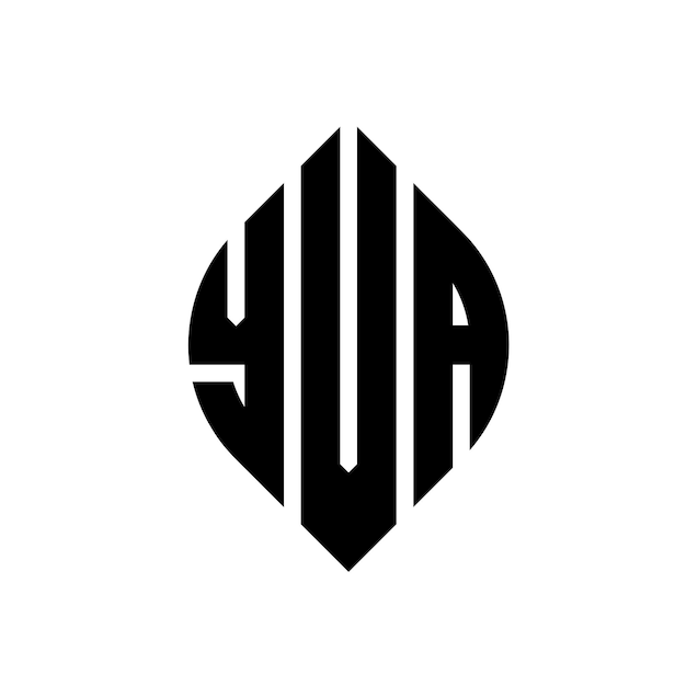 El diseño del logotipo de la letra del círculo YVA con forma de círculo y elipse Las letras de la elipse YVA con estilo tipográfico Las tres iniciales forman un logotipo del círculo