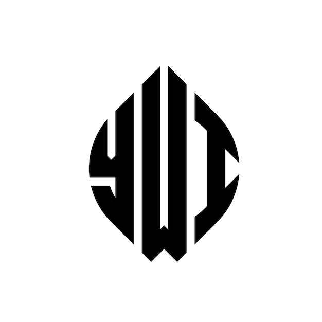 El diseño del logotipo de la letra del círculo YWI con forma de círculo y elipse Las letras de la elipse YWI con estilo tipográfico Las tres iniciales forman un logotipo del círculo