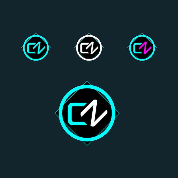 Diseño de logotipo de letra CN de moda con círculo