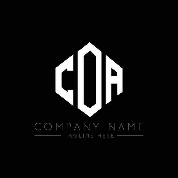 Diseño del logotipo de la letra COA con forma de polígono COA diseño del logotipo en forma de póligono y cubo COA plantilla de logotipo vectorial hexágono COA colores blanco y negro COA monograma de negocios y logotipo de bienes raíces