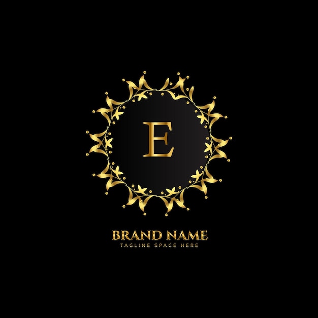 Diseño del logotipo de la letra con color dorado