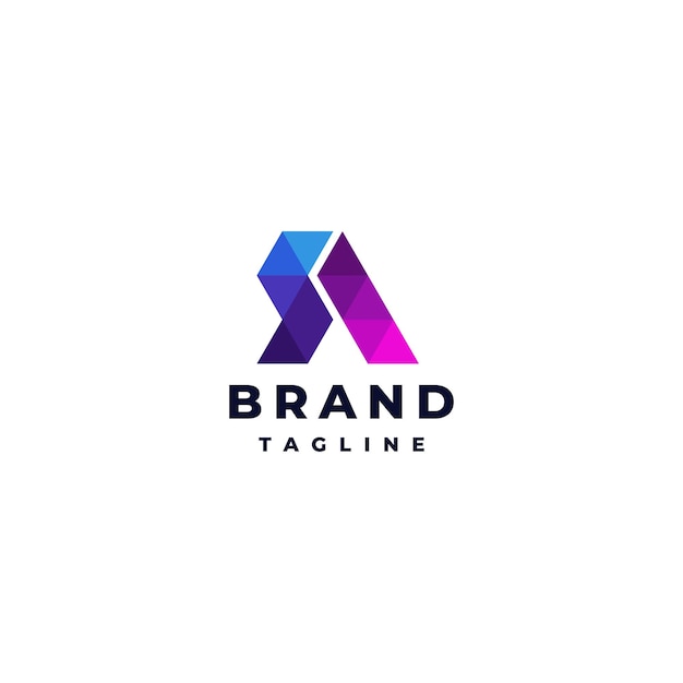Diseño del logotipo de la letra colorida S y A Mosaico Mosaico triangular colorido S A Logotipo de las iniciales de las letras