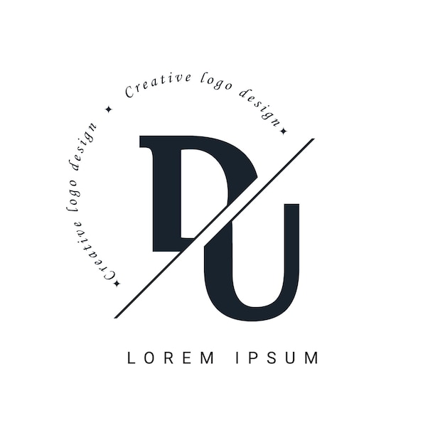 Diseño del logotipo de la letra con un corte DU creativo Diseño creativo del logotipo