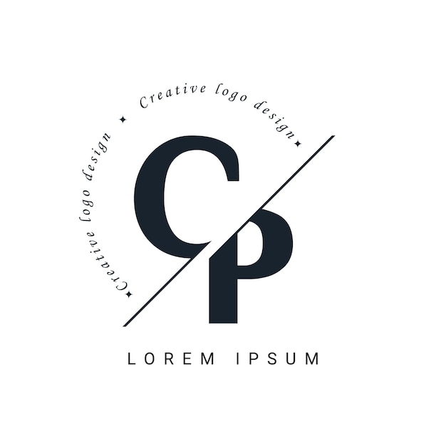 Diseño del logotipo de la letra cp con un corte creativo diseño creativo del logotipo