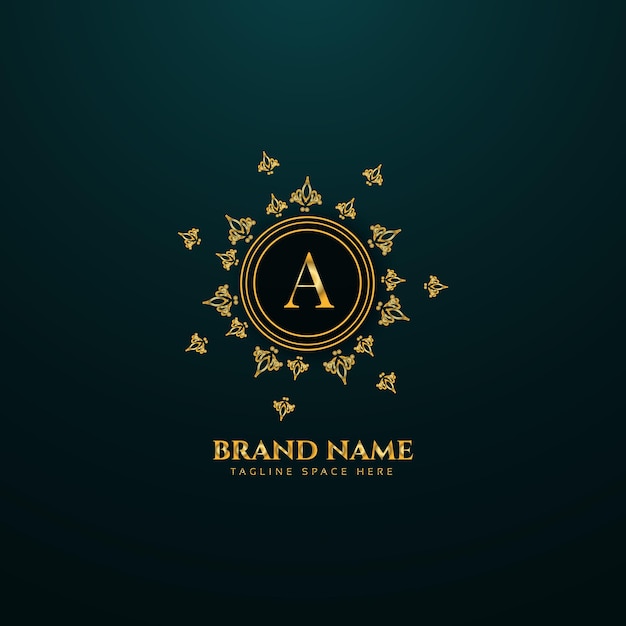 un diseño de logotipo de letra creativa con color dorado