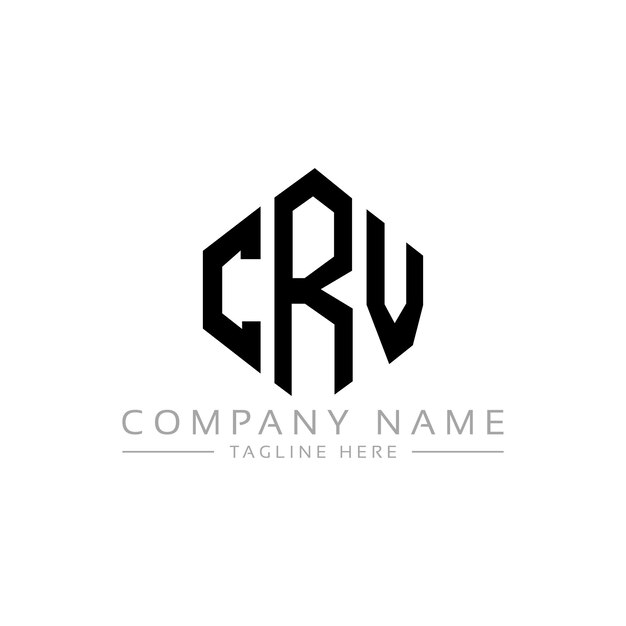 Diseño de logotipo de letra CRV con forma de polígono CRV polígono y forma de cubo diseño de logotipo CRV hexágono patrón de logotipo vectorial colores blanco y negro CRV monograma negocio y logotipo de bienes raíces