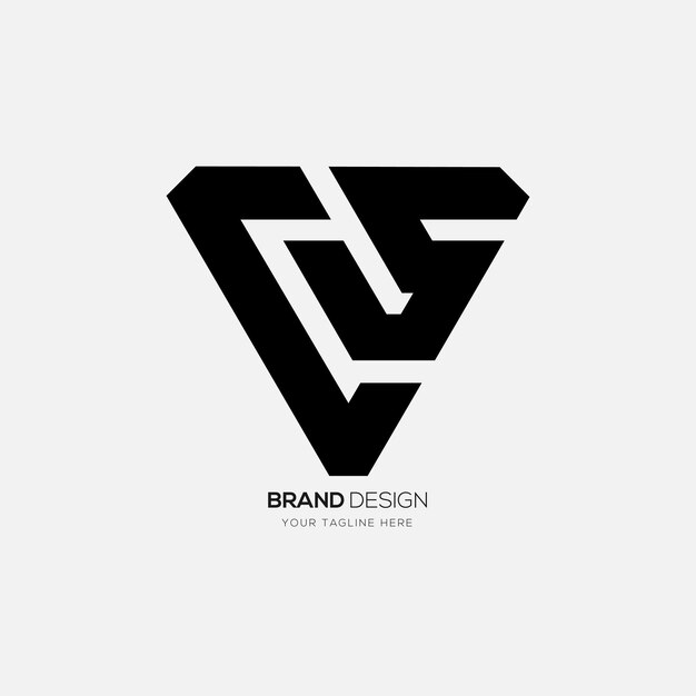 Diseño del logotipo de la letra Cs de forma triangular moderna y única