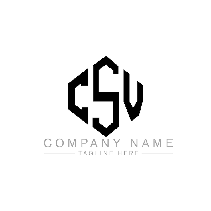 Vector diseño de logotipo de letra csv con forma de polígono csv poligono y forma de cubo diseño de logotipo csv hexágono modelo de logotipo vectorial colores blanco y negro csv monograma de negocios y logotipo de bienes raíces