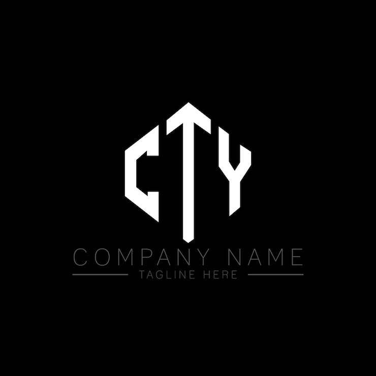 Vector diseño de logotipo de letra cty con forma de polígono cty polígono y forma de cubo diseño de logotipo cty hexágono patrón de logotipo vectorial colores blanco y negro cty monograma logotipo de negocios e inmobiliario