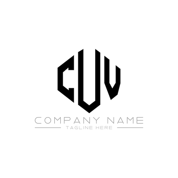 Diseño de logotipo de letra CUV con forma de polígono CUV polígono y forma de cubo diseño de logotipo CUV hexágono patrón de logotipo vectorial colores blanco y negro CUV monograma de negocios y logotipo de bienes raíces