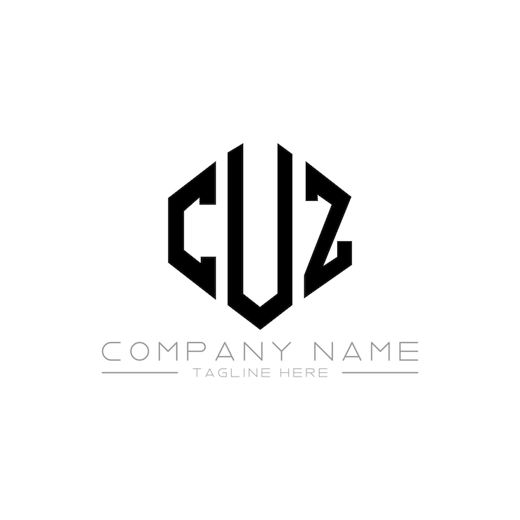 Vector diseño del logotipo de la letra cuz con forma de polígono cuz diseño del logotipo en forma de póligono y cubo cuz hexágono modelo de logotipo vectorial colores blanco y negro cuz monograma logotipo de negocios e inmobiliario