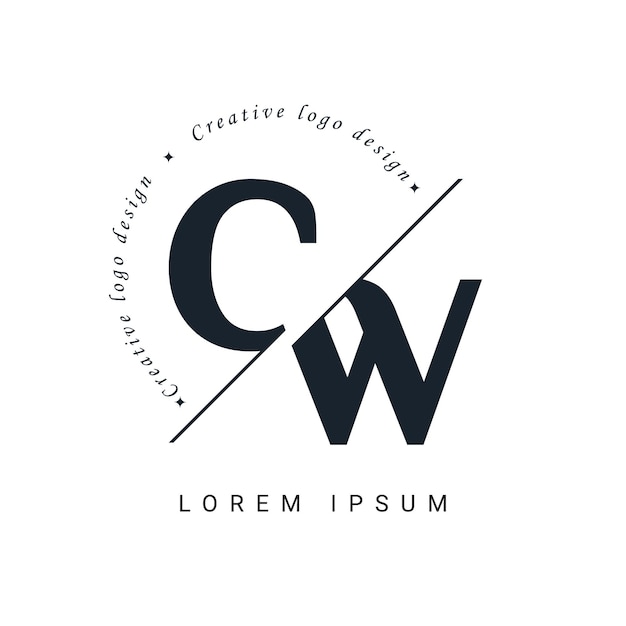 Diseño del logotipo de la letra CW con un corte creativo Diseño creativo del logotipo