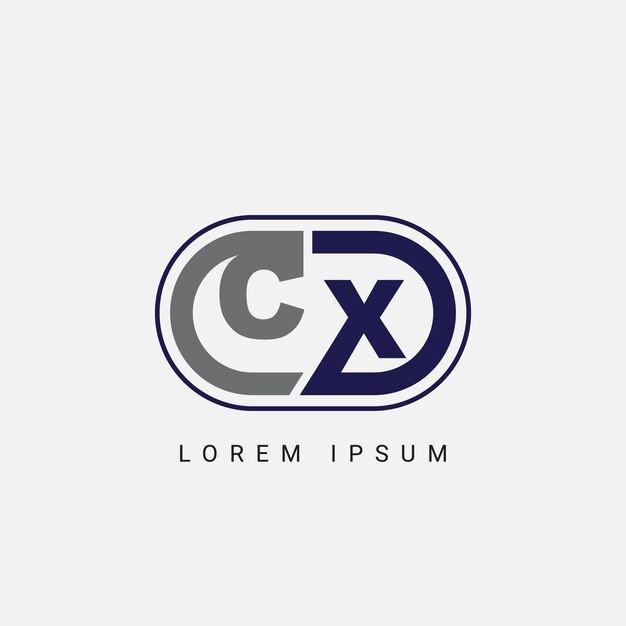 Diseño del logotipo de la letra CX o XC con un diseño inicial de la letra de corte creativo