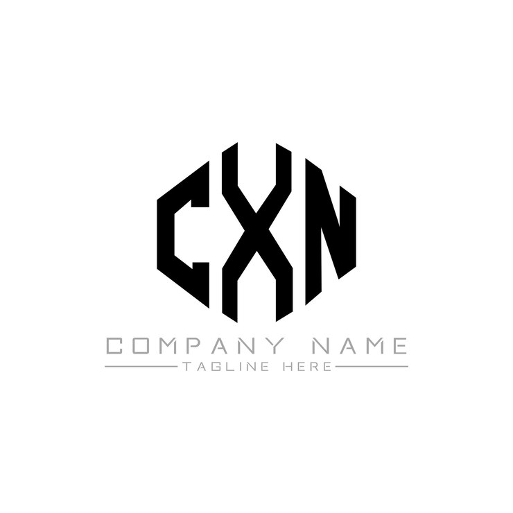 Vector diseño de logotipo de letra cxn con forma de polígono cxn polígono y forma de cubo diseño de logotipo cxn hexágono patrón de logotipo vectorial colores blanco y negro cxn monograma logotipo de negocios e inmobiliario