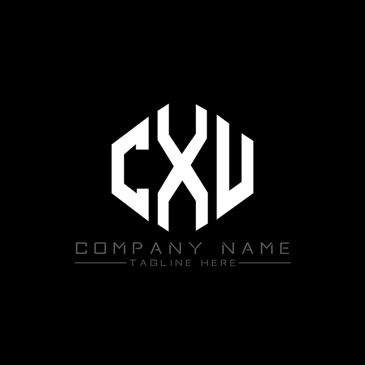 Vector diseño de logotipo de letra cxu con forma de polígono cxu polígono y forma de cubo diseño de logotipo cxu hexágono patrón de logotipo vectorial colores blanco y negro cxu monograma logotipo de negocios e inmobiliario