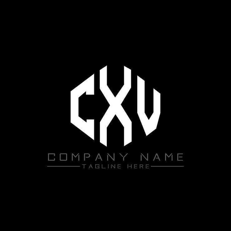 Vector diseño de logotipo de letra cxv con forma de polígono cxv polígono y forma de cubo diseño de logotipo cxv hexágono patrón de logotipo vectorial colores blanco y negro cxv monograma logotipo de negocios e inmobiliario