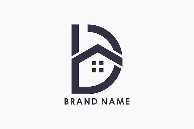 Diseño del logotipo de la letra d con el concepto del logotipo de la casa.