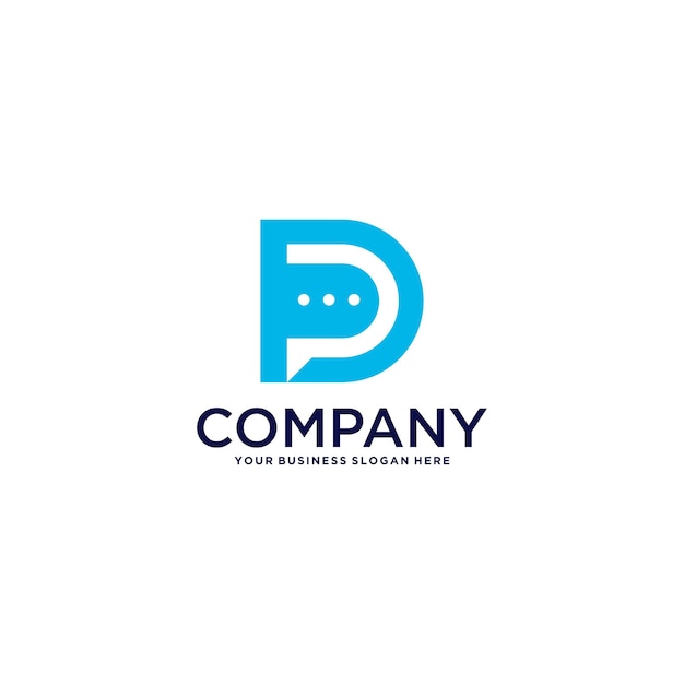 Diseño del logotipo de la letra d con conversación