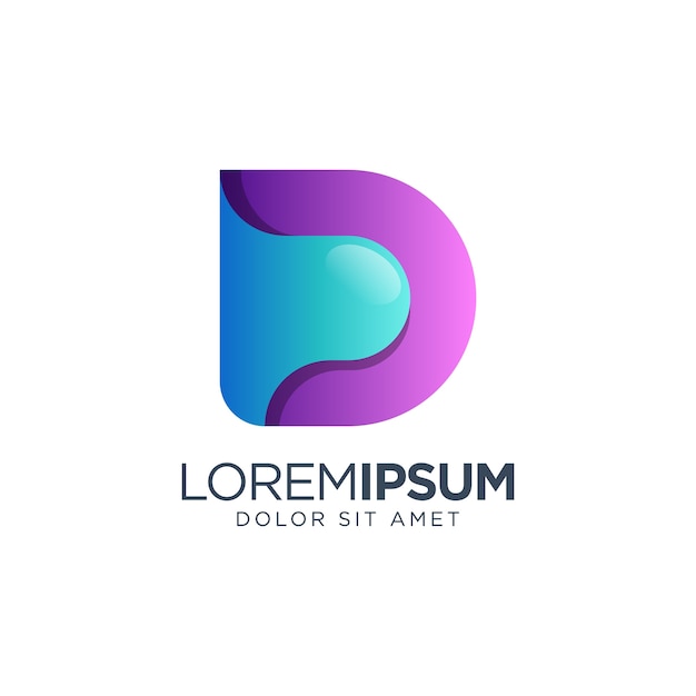 Diseño de logotipo letra d degradado