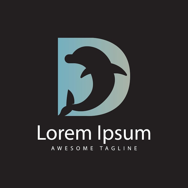 Diseño del logotipo de la letra D delfín Vectores libres