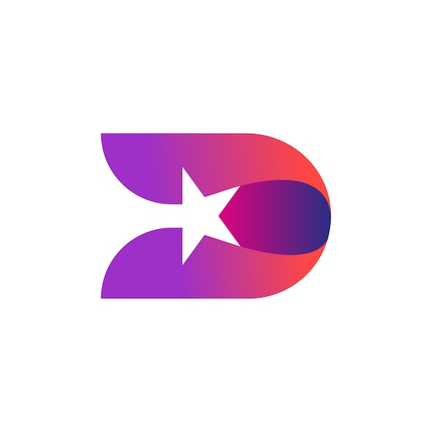 Diseño del logotipo de la letra d con icono de estrella