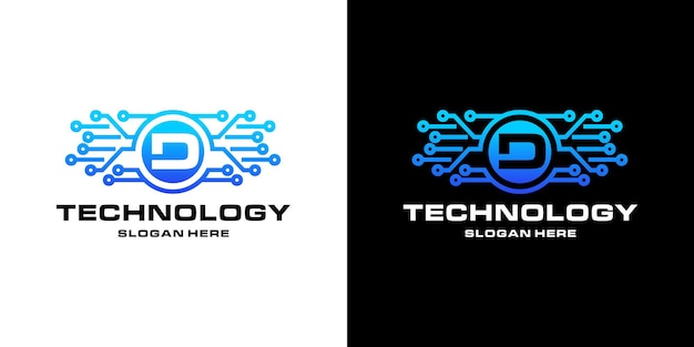 Diseño de logotipo letra d tecnología NFTs