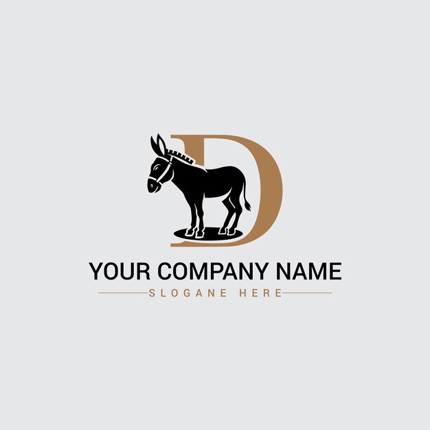 Diseño del logotipo de la letra D y el vector de los ciervos