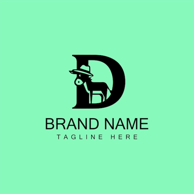 Diseño del logotipo de la letra D y el vector de los ciervos
