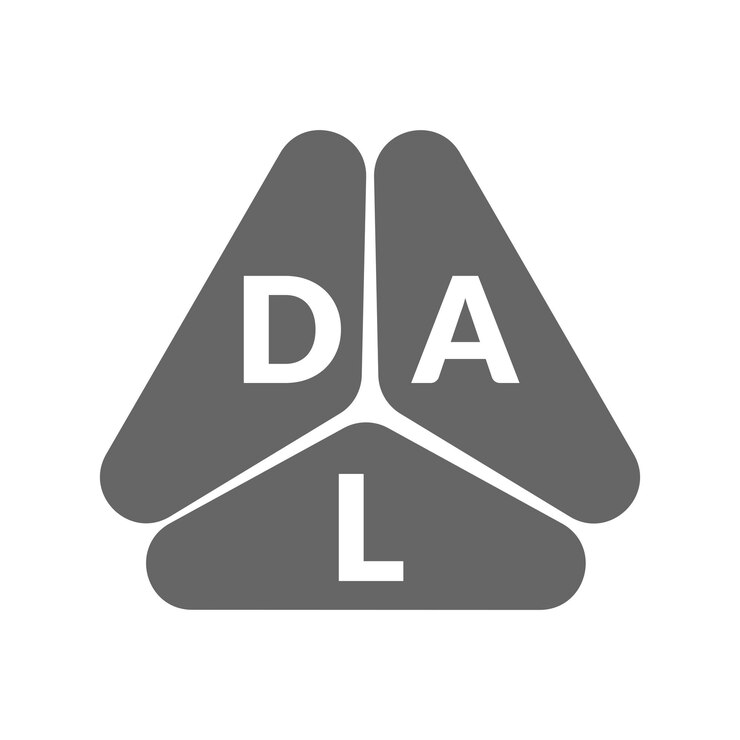 Vector diseño del logotipo de la letra dal en fondo blanco diseño creativo y moderno del logotipio de la carta dal diseño vectorial