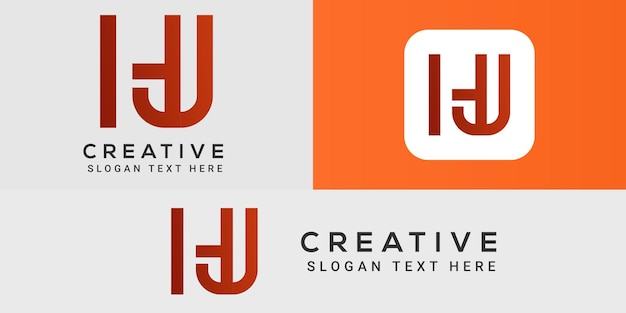 Diseño de logotipo de letra degradada HJ
