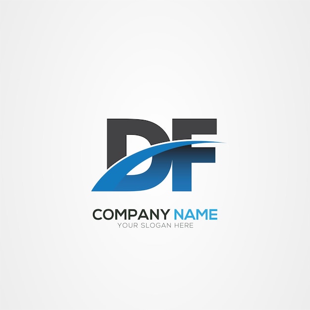 Diseño del logotipo de la letra DF o FD con un corte creativo